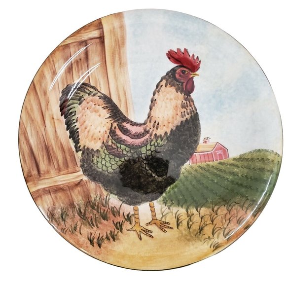 David Carter Brown Set of 2 On The Farm 8 Inch Rooster/Hen Plates-Sakura - Picture 5 of 7